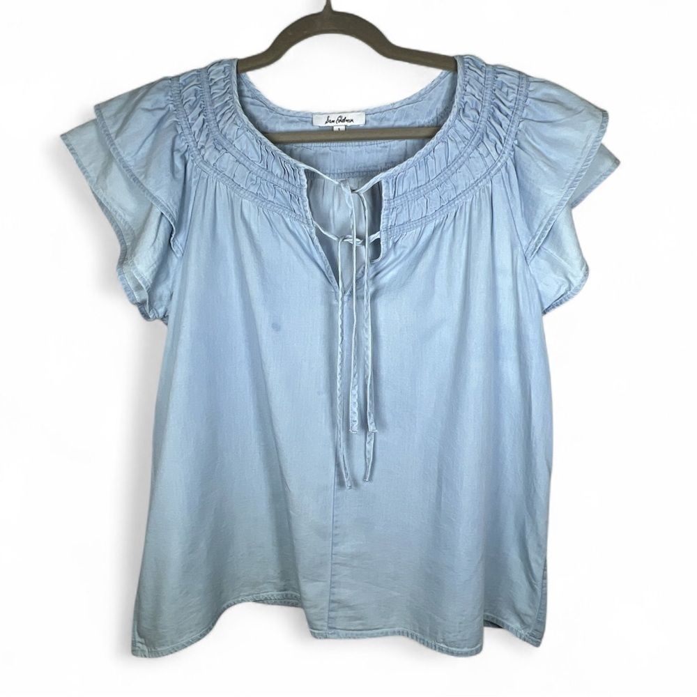 Sam Edelman Excellent Condition Tabitha Tie Keyhole Flutter Sleeve Top Size S - Picture 3 of 9